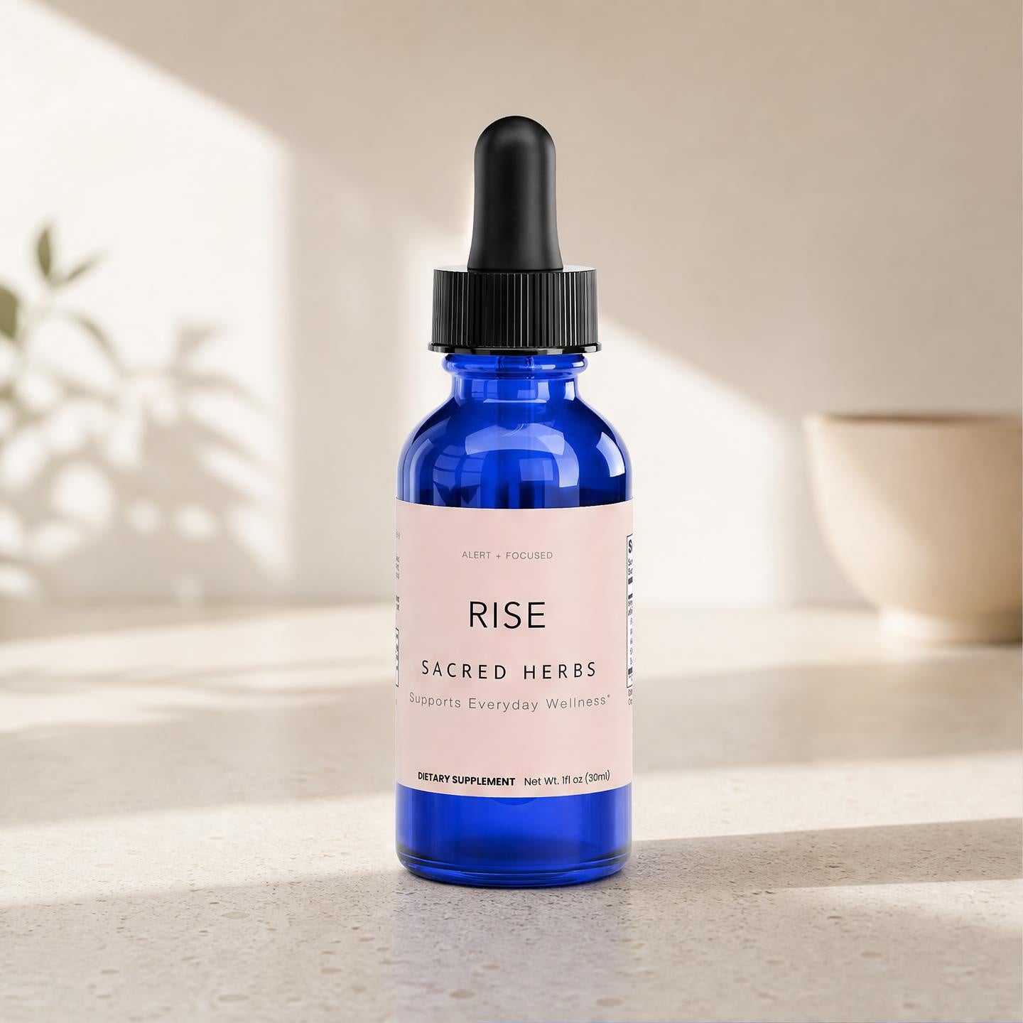 RISE bottle in morning light